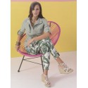 Pantalón fluido con estampado de hojas mujer roberto bassi woman