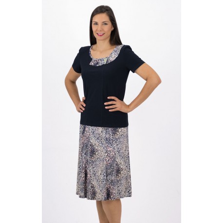 CAMISETA AZUL MARINO CON VISTA LUNARES MUJER BOGUAR