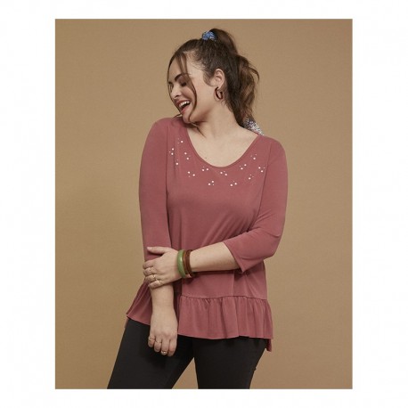 CAMISETA PERLAS ROSA MUJER SPG-JENUAN TALLAS GRANDES