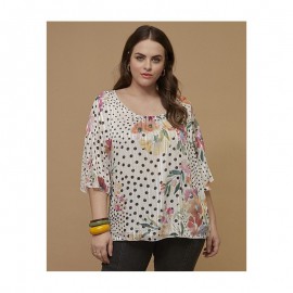 BLUSA RIZO TOPOS MUJER SPG-JENUAN TALLAS GRANDES