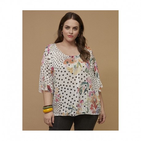 BLUSA RIZO TOPOS MUJER SPG-JENUAN TALLAS GRANDES