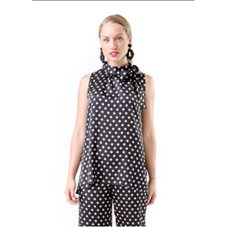 BLUSA TOPOS NEGRA DE ELVET