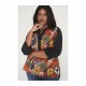 BLUSA TAPETA CONTRASTE FLOR MUJER TALLAS GRANDES SPG-JENUAN