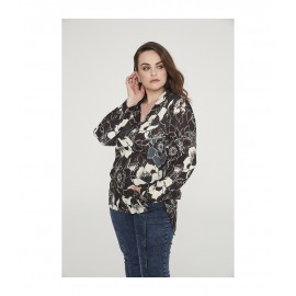 BLUSA TAPETA CONTRASTE FLOR MUJER TALLAS GRANDES SPG-JENUAN