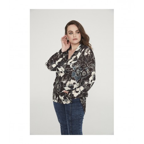 BLUSA CUELLO FLOR PERFILADA MUJER TALLAS GRANDES SPG-JENUAN