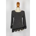 TOP PUNTO BRILLOS CON PUNTILLA-FIESTA MUJER DONA MODA