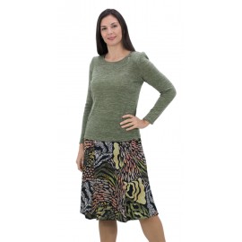 Falda vuelo estampada kaki mujer Boguar