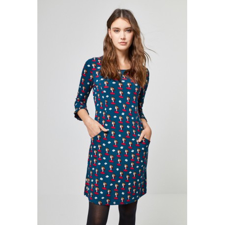 VESTIDO SURKANA RECTO PUÑO CON DETALLE VERDE