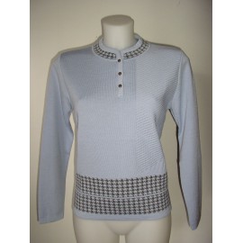 JERSEY CELESTE CUELLO MAO DE MUJER CON BOTONES 