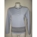 JERSEY CELESTE CUELLO MAO DE MUJER CON BOTONES 