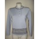 JERSEY CELESTE CUELLO MAO DE MUJER CON BOTONES 