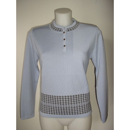 JERSEY CELESTE CUELLO MAO DE MUJER CON BOTONES 