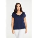 BLUSA PUNTILLA AZUL MARINO MUJER SPG-JENUAN TALLAS GRANDES