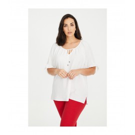 BLUSA BLANCA RIZO JACQUARD MUJER SPG-JENUAN TALLAS GRANDES