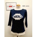 CAMISETA AZUL MARINO TOPOS MUJER LILI DUDU