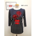 CAMISETA RAYAS AZUL MARINO BORDADO MUJER LILI DUDU