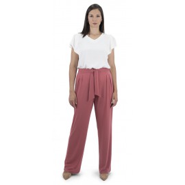 Pantalón de mujer con detalle de pinzas y lazada +colores