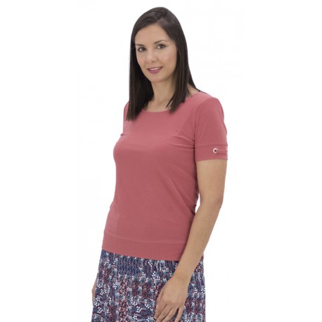 CAMISETA LISA CON OJALES EN MANGA MUJER BOGUAR +COLORES