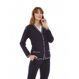 CHAQUETA PERLE AZUL MARINO MUJER CON BOLSOS