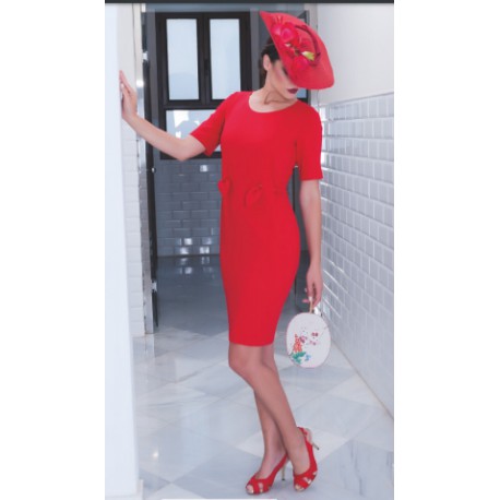 VESTIDO PIQUE ROJO MUJER CHEMA BLANCO