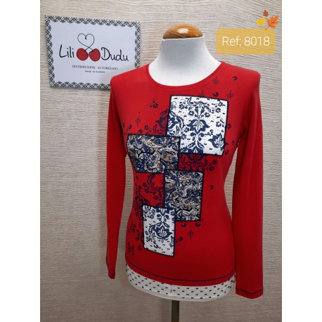 Camiseta algodón azul marino con faldon mujer Lili Dudu
