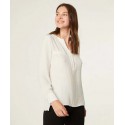 Blusa de mujer de manga larga con tapeta tipo polo   , de Paz Torras +colores