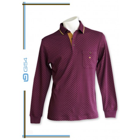 POLO ESTAMPADO GRANATE CON BOLSILLO HOMBRE G-54