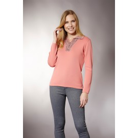 Jersey de mujer gris con cuello polo y manga larga Juper