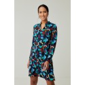 Surkana Vestido corto recto cuello mao m/l azul