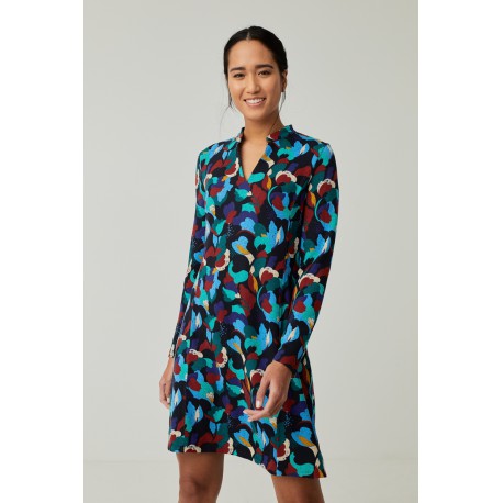Surkana Vestido corto recto cuello mao m/l azul