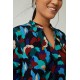 Surkana Vestido corto recto cuello mao m/l azul