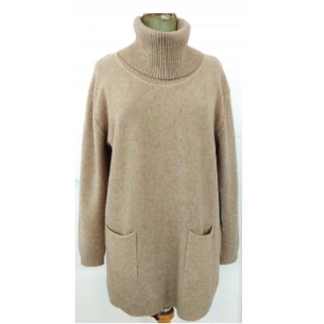 Jersey de mujer oversize de manga larga camel Roberto Bassi Woman
