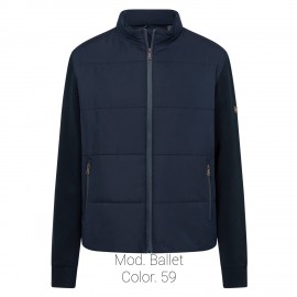 Parka guateada con mangas de punto azul marino Pertegaz