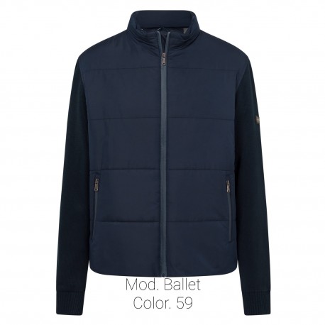 Parka guateada con mangas de punto azul marino Pertegaz