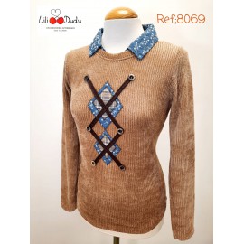 CAMISETA PANA MOSTAZA CON CUELLOS 