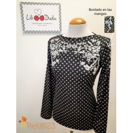 CAMISETA TOPOS GRIS LILI DUDU MUJER