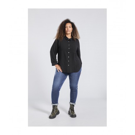 CAMISA NEGRA BÁSICA BOMBA MUJER SPG-JENUAN TALLAS GRANDES