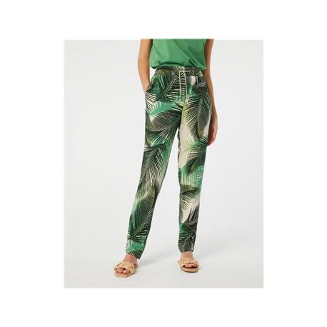Pantalón recto de mujer con estampado de hojas grandes paz torras