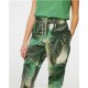 Pantalón recto de mujer con estampado de hojas grandes paz torras