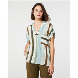 Blusa de mujer manga corta con estampado de rayas