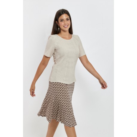 CAMISETA LISA CON CALADOS MUJER BOGUAR +COLORES