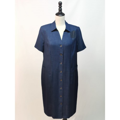 VESTIDO CAMISERO AZUL MARINO MUJER ESTEFANIA RODRIGUEZ