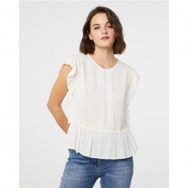 Blusa de mujer sin mangas y con detalle de volantes mujer Paz Torras