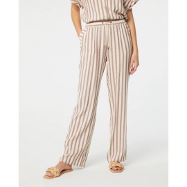 Pantalón recto de mujer con estampado de rayas y cintura elástica PAZ TORRAS