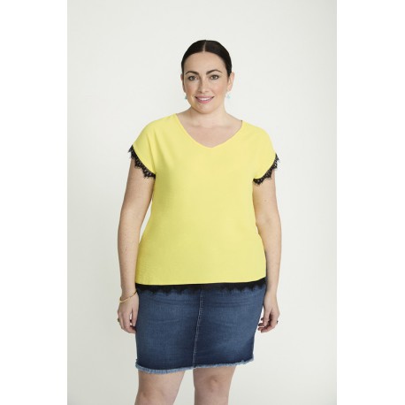 BLUSA PUNTILLA LISA AMARILLA SPG-JENUAN