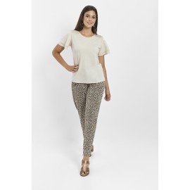 PANTALON ESTAMPADO CON FLORES KAKI MUJER BOGUAR