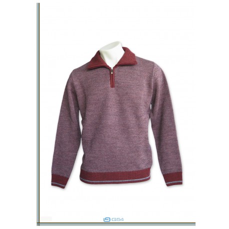 JERSEY CON CREMALLERA JACQUARD GRANATE HOMBRE G-54