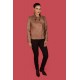 Cazadora polipiel camel cremalleras de mujer chema blanco