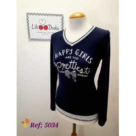 CAMISETA AZUL MARINO CON PUNTILLA LILI DUDU 