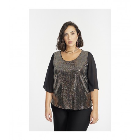 BLUSA COMBINADA PAILLETTE MUJER SPG JENUAN TALLAS GRANDES